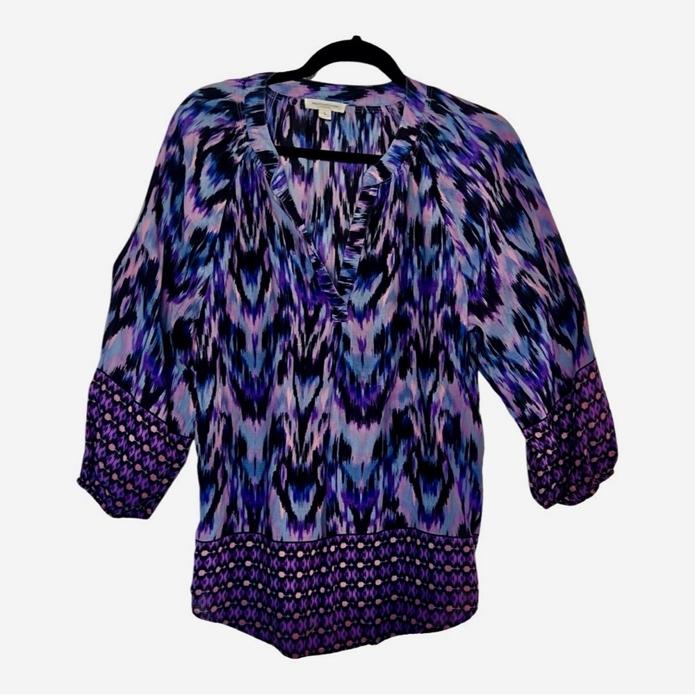 Beachlunchlounge Long Sleeves Tunic Top Multi Abstract Print Women’s Size Large